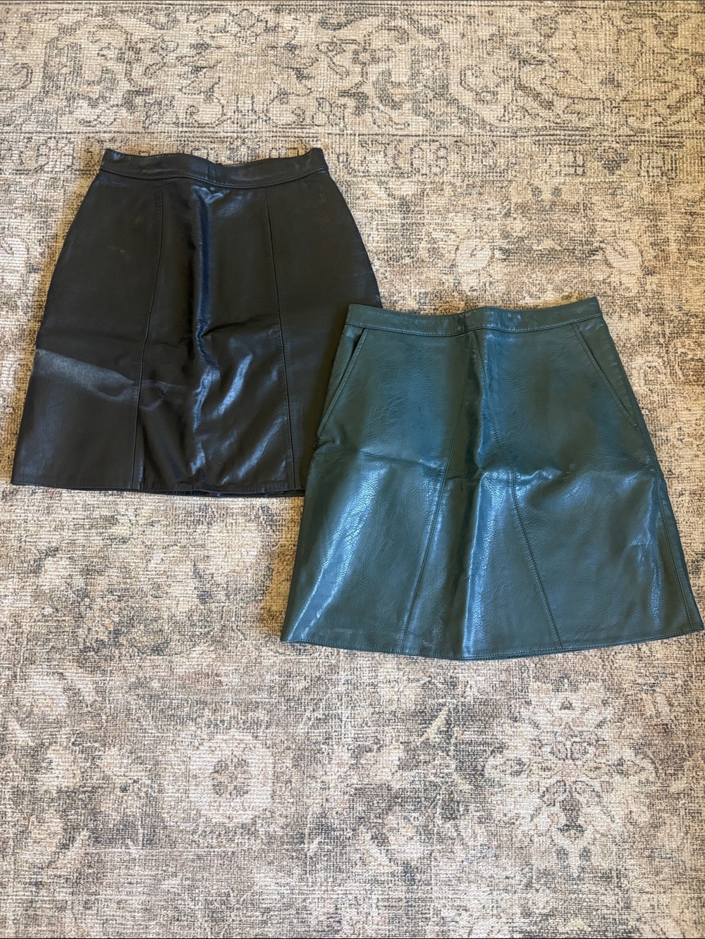Leather A-Line Skirt Bundle- Black and Dark Teal